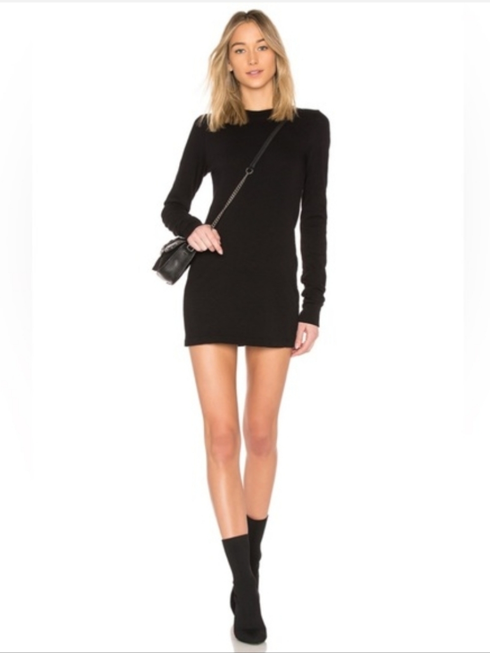 Cotton Citizen Tokyo Long Sleeve Mini Dress Black Size L
